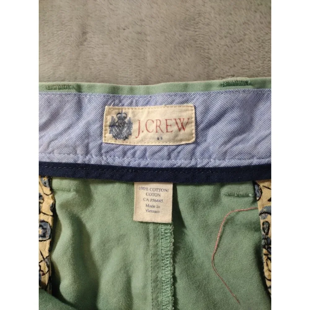 J. Crew Chino Shorts Mens 35 Mint Green 100% Cotton Preppy Outdoor Beach Casual